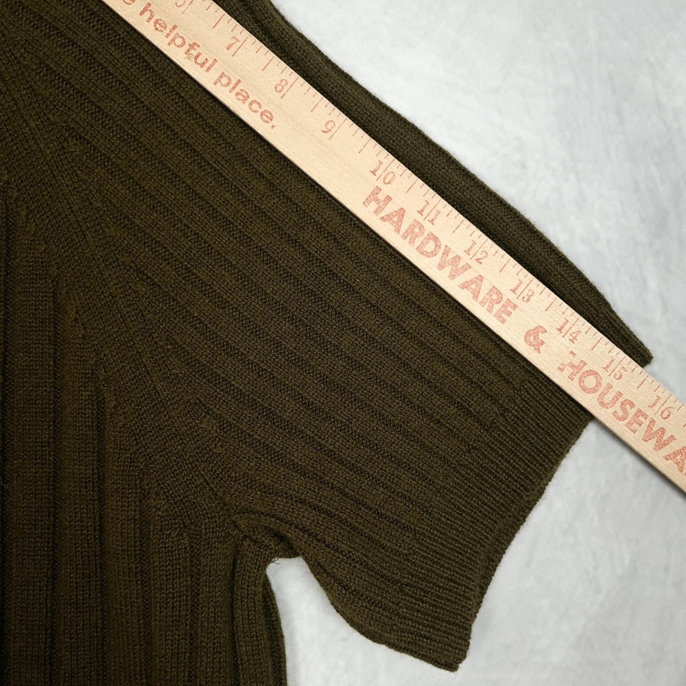 ME+EM Sweater Womens Medium Green Merino Cashmere Rib Crop Short Sleeve Knit - Picture 11 of 16